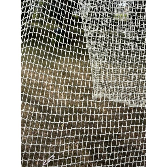 French Antique Ecru Filet Net Panels with Hand Knotted Fringing / Unique 1920s F - Picture 2 of 5